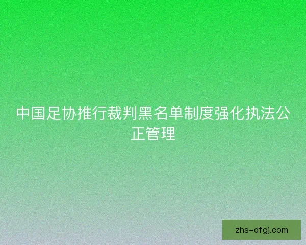 中国足协推行裁判黑名单制度强化执法公正管理